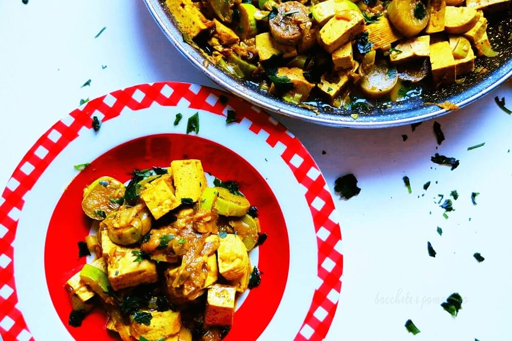 tofu e zucchine trombetta al curry