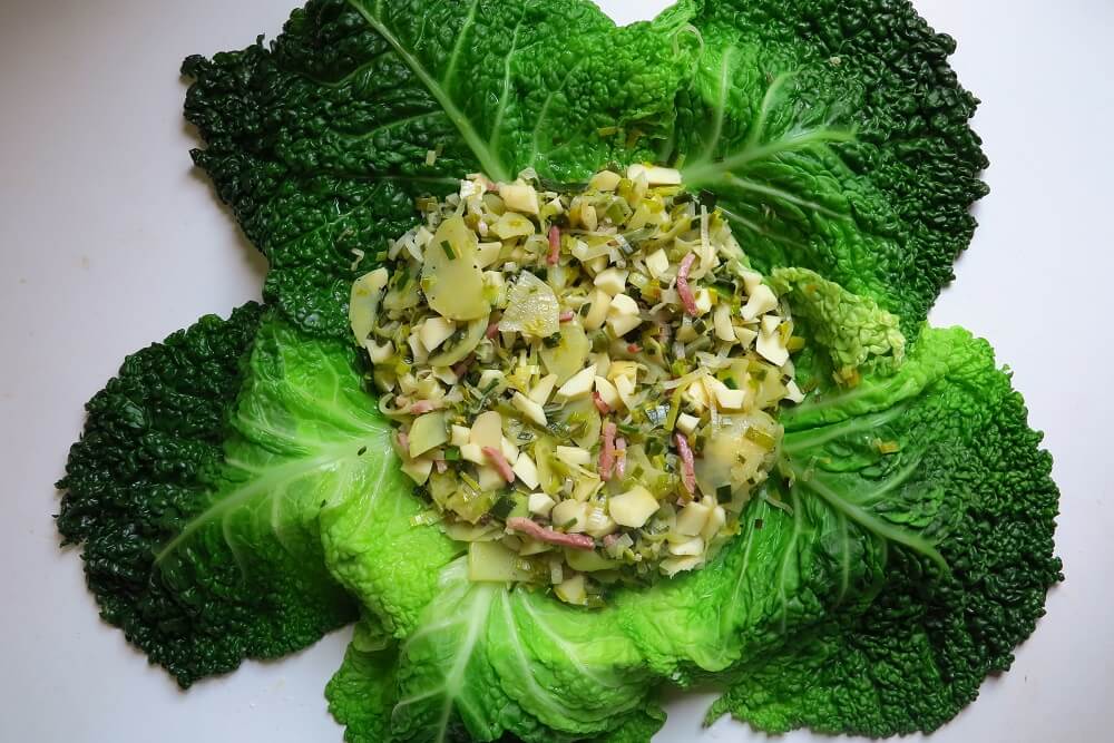 quiche di verza con porri e speck