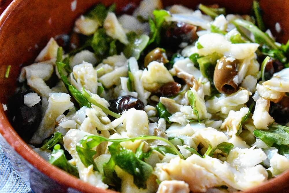 insalata di baccalà olive e rucola