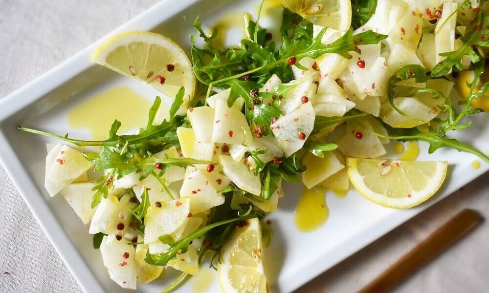 insalata di daiko, rucola e pepe rosa 大根とルッコラのイタリアンサラダ